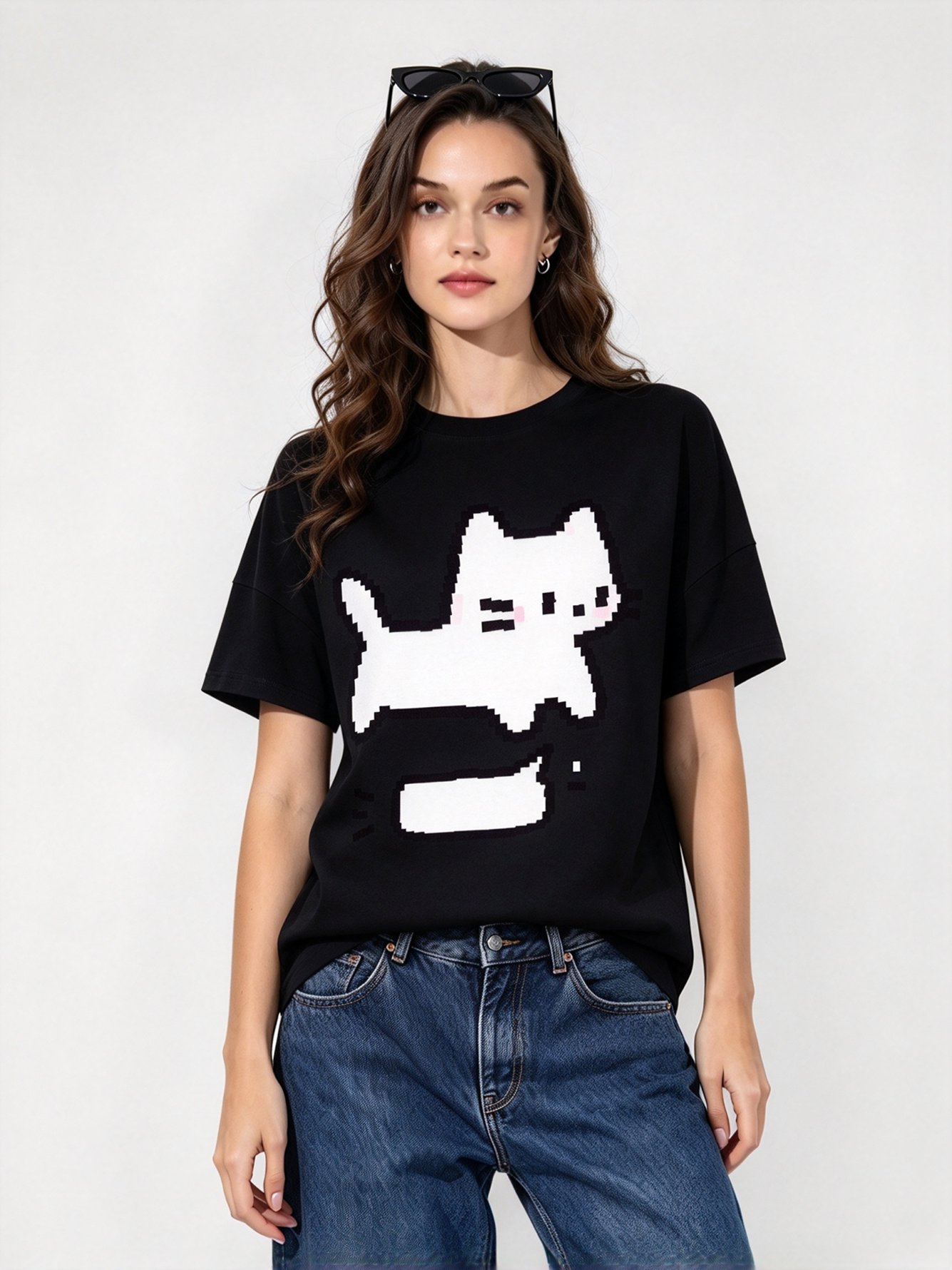 Black Printed Round Neck Regular T-Shirt