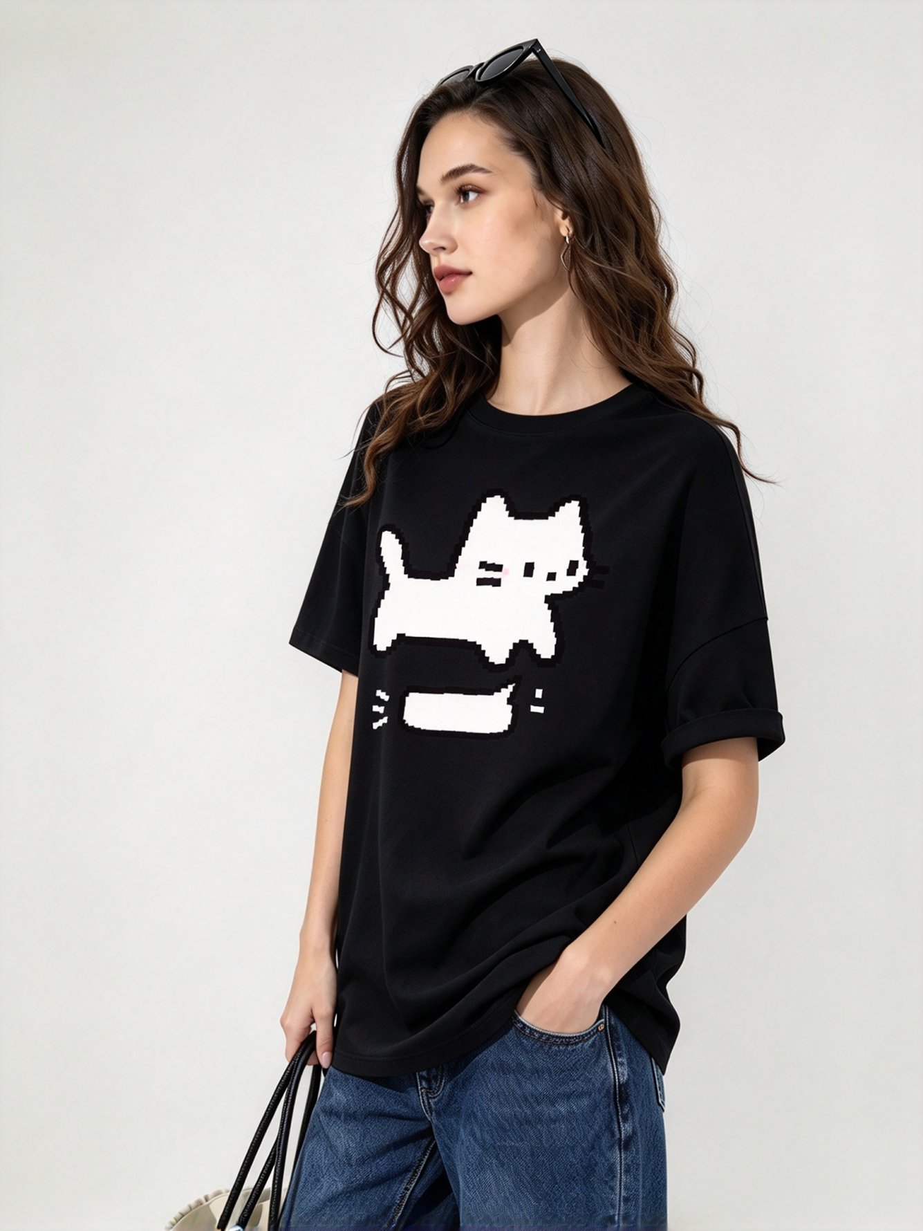 Black Printed Round Neck Regular T-Shirt