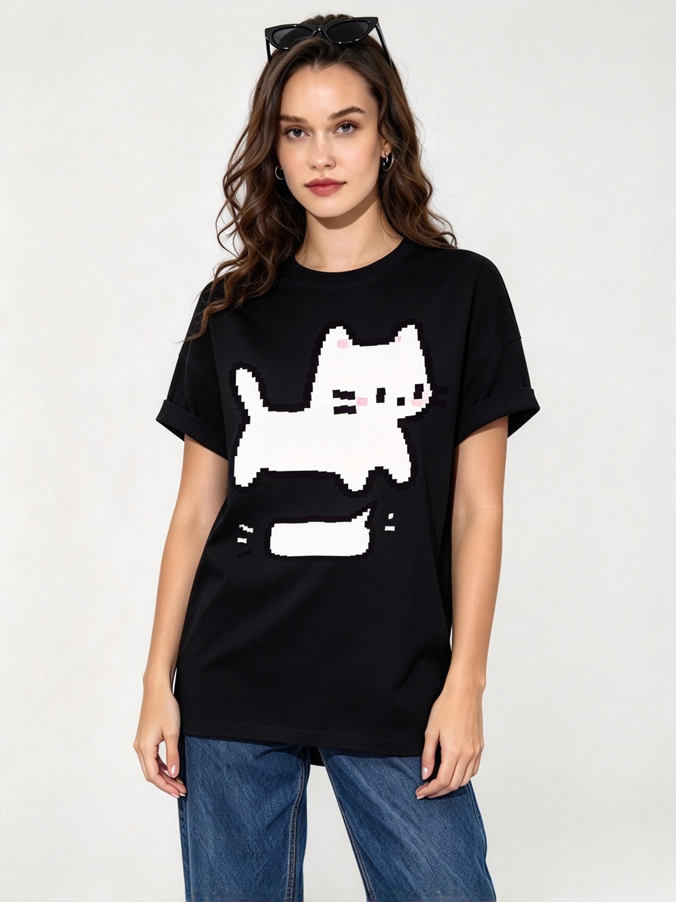 Black Printed Round Neck Regular T-Shirt