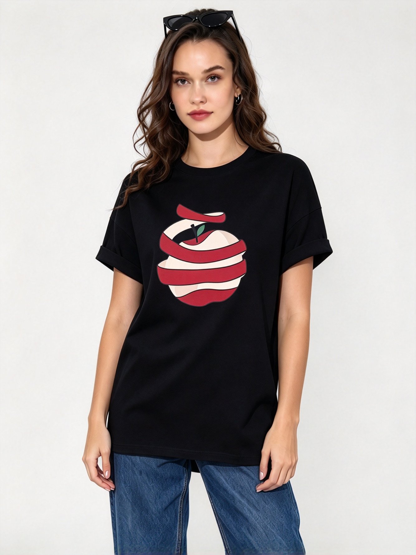 Black Printed Round Neck Regular T-Shirt