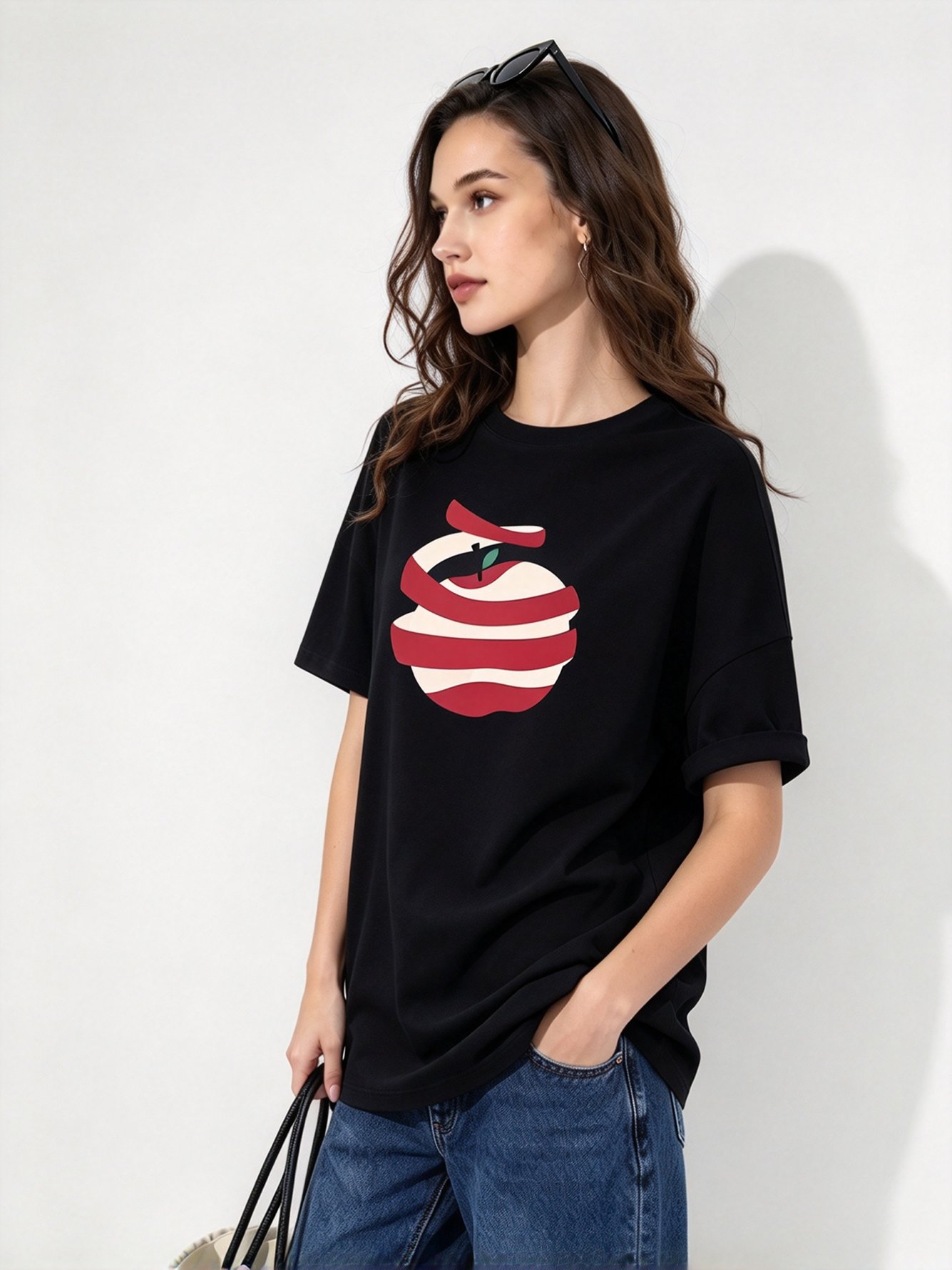 Black Printed Round Neck Regular T-Shirt
