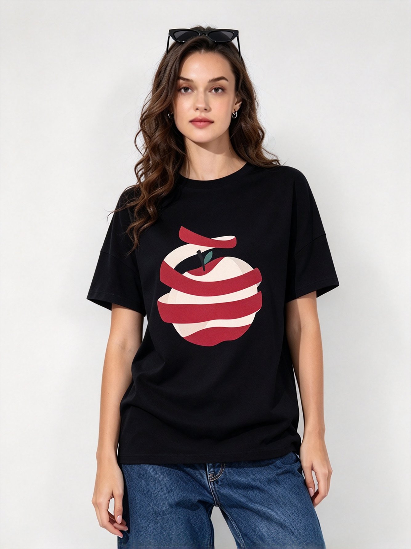 Black Printed Round Neck Regular T-Shirt