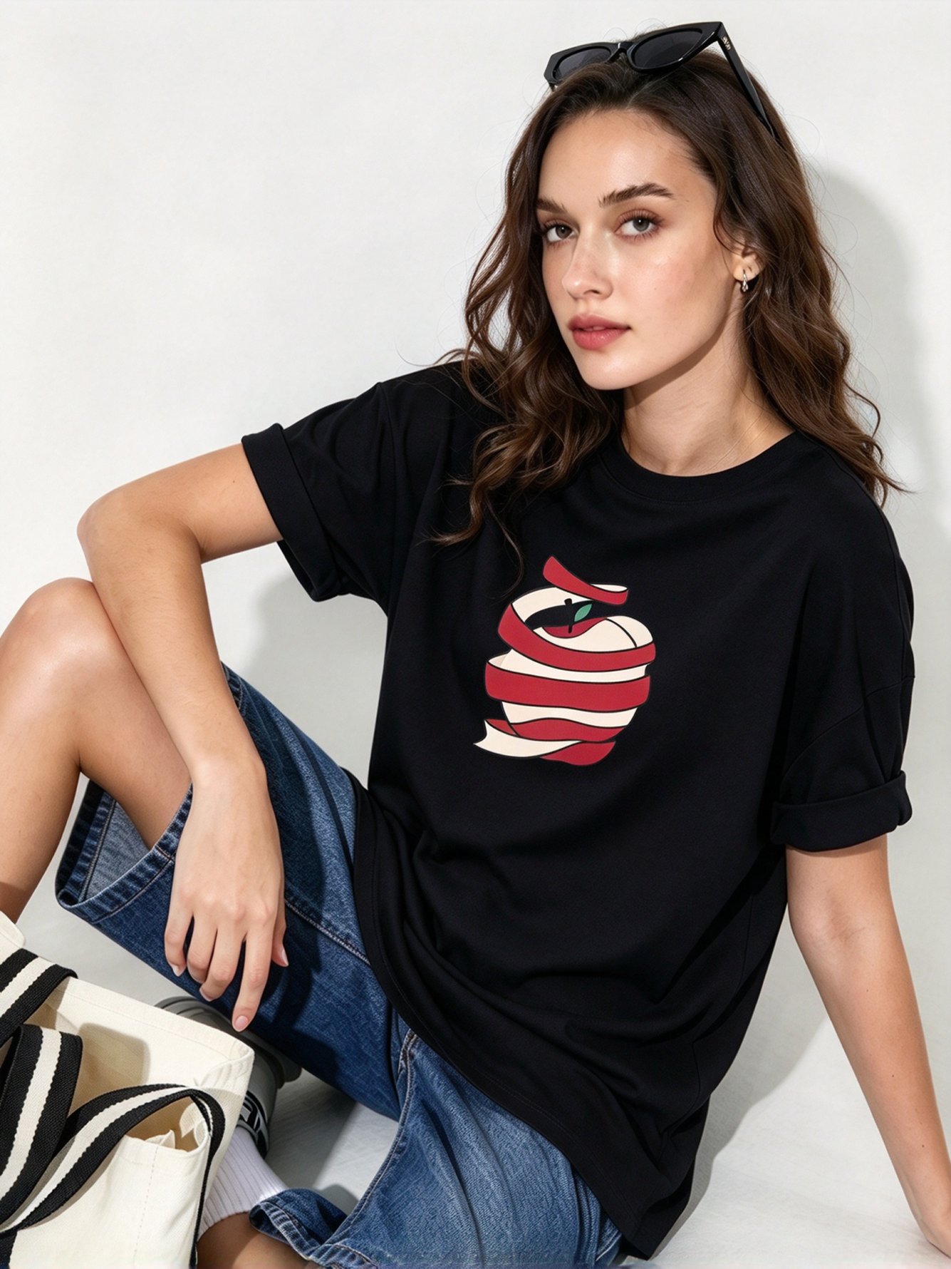 Black Printed Round Neck Regular T-Shirt