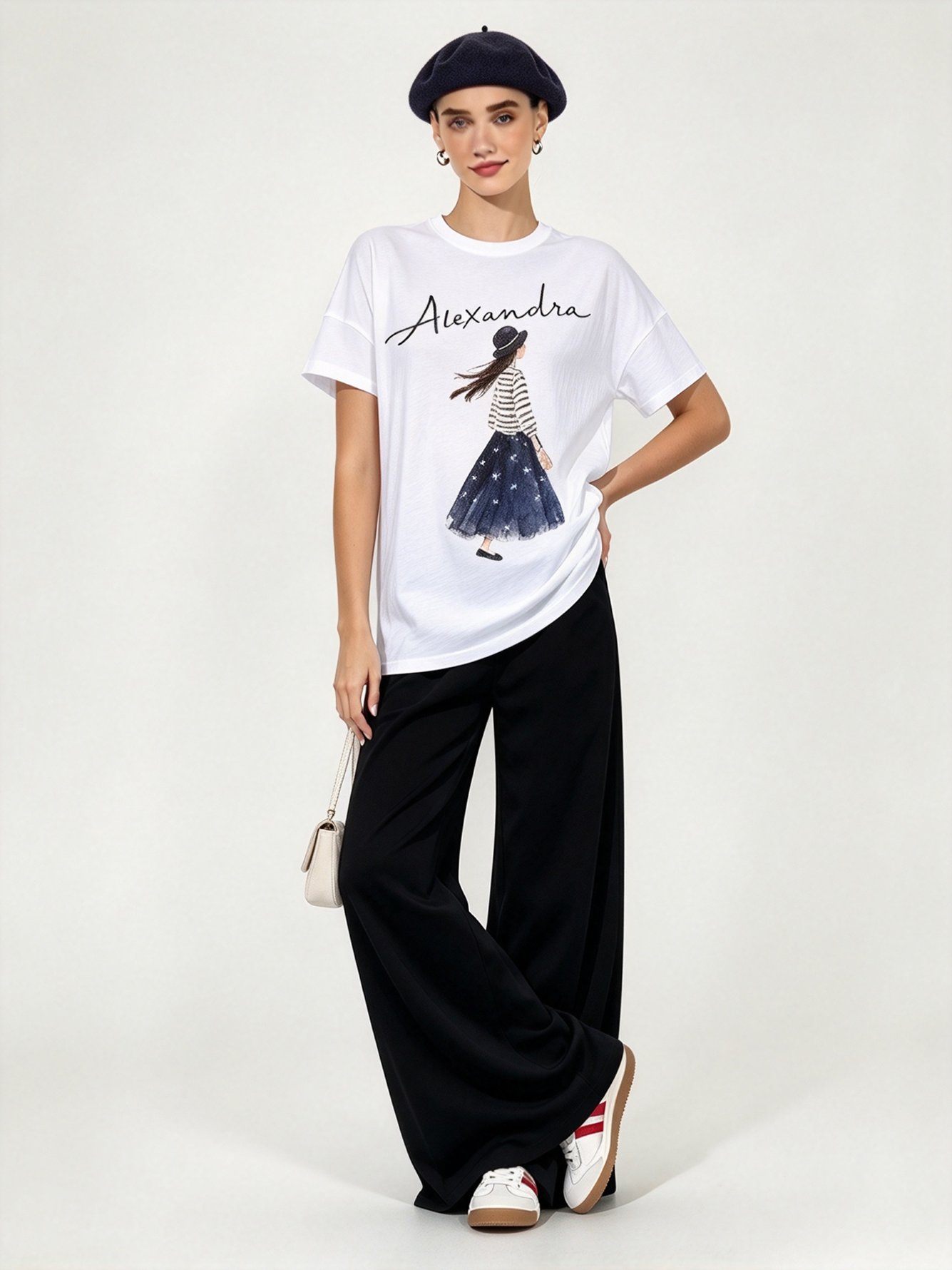 White Printed Round Neck Regular T-Shirt