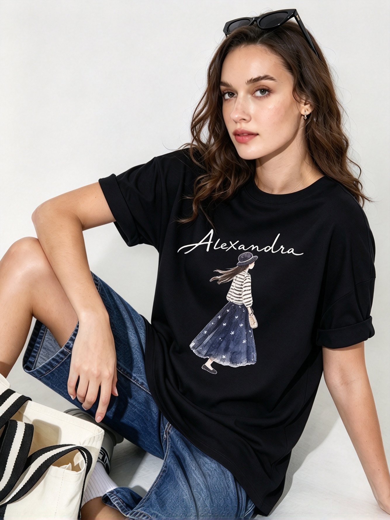 Black Printed Round Neck Regular T-Shirt