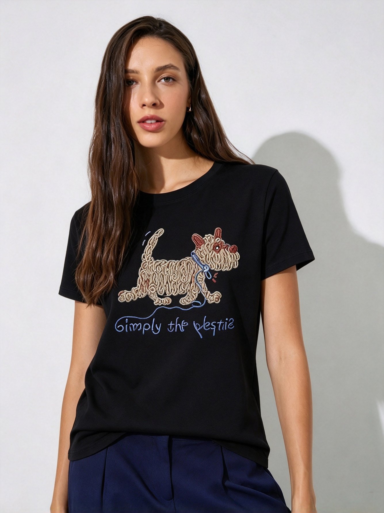 Black Printed Round Neck Regular T-Shirt