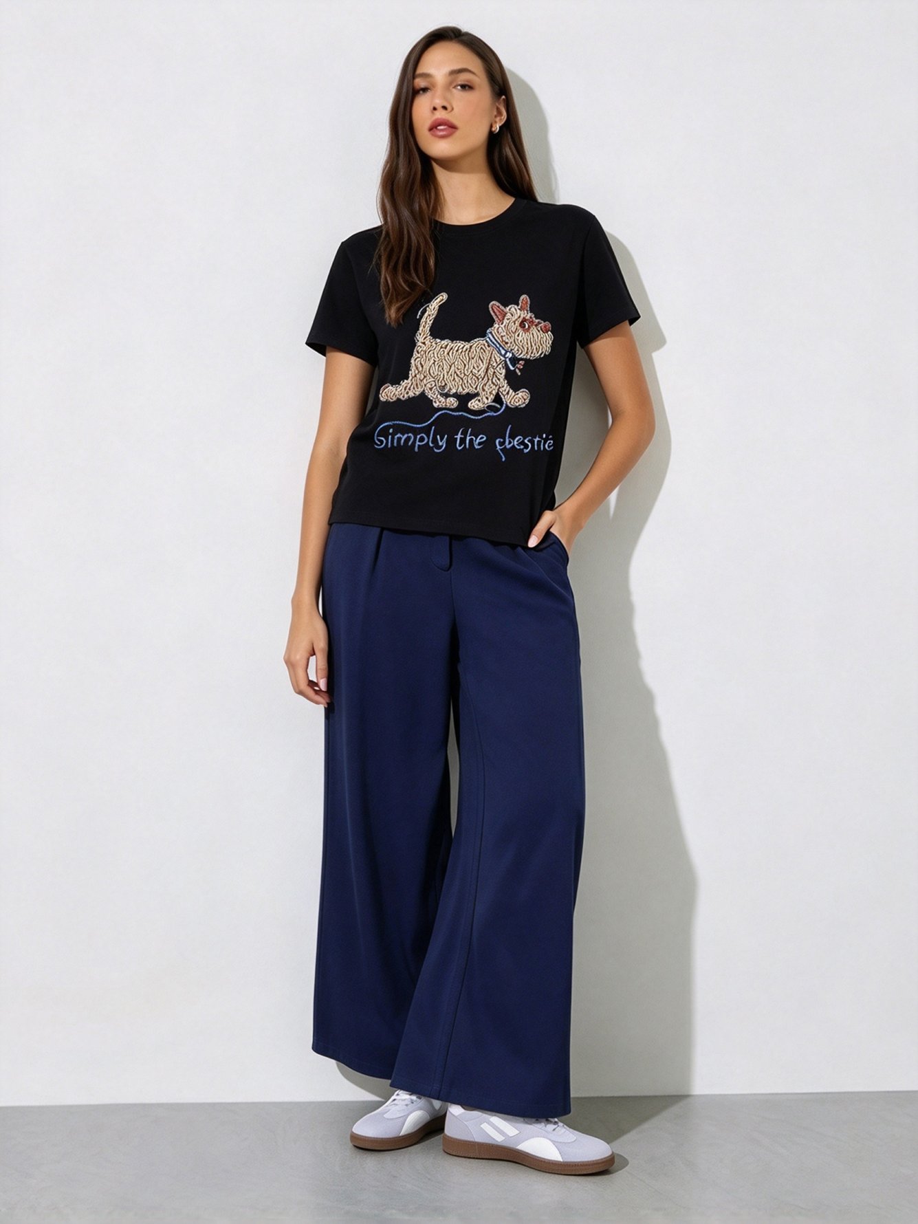 Black Printed Round Neck Regular T-Shirt