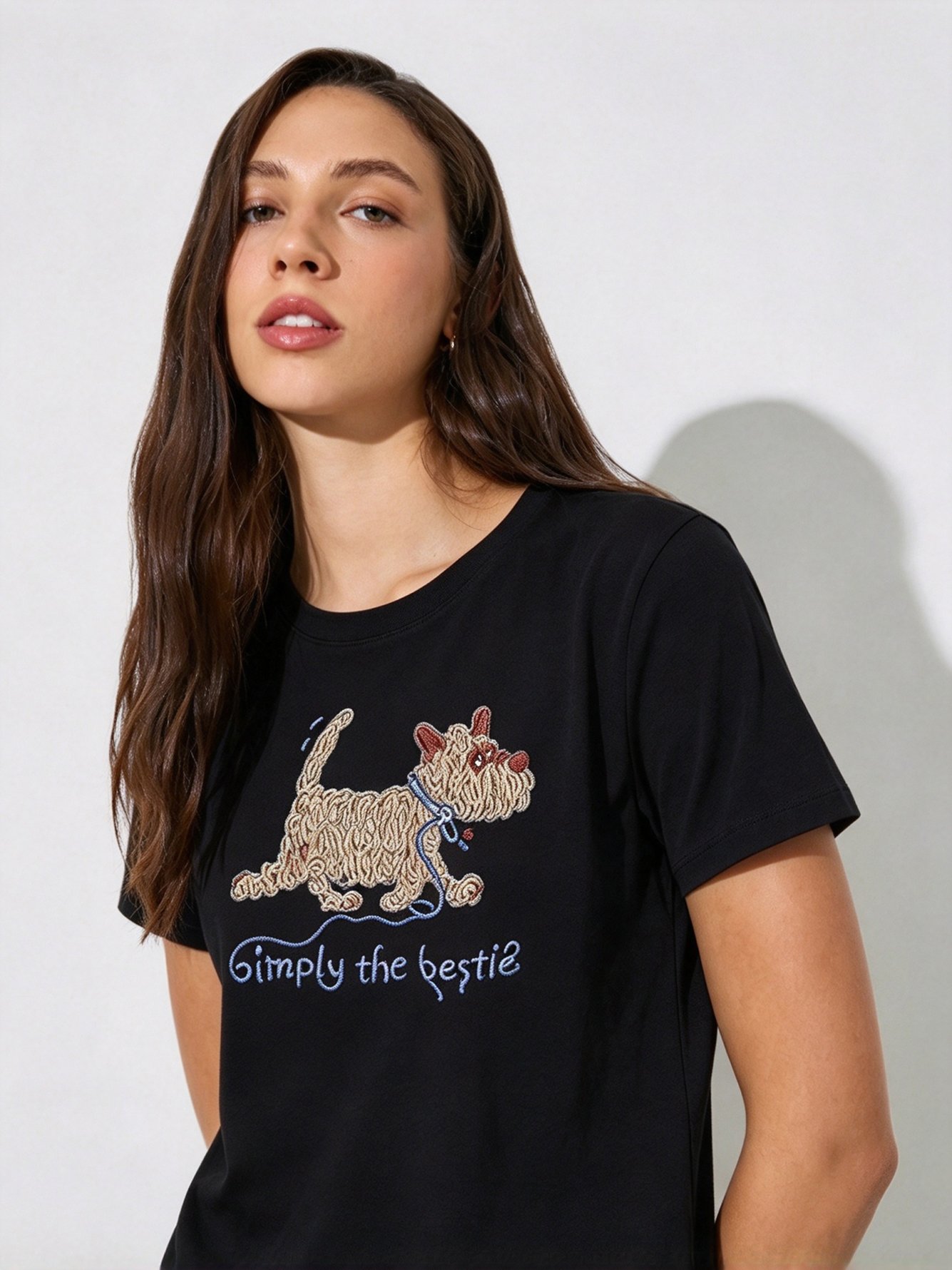 Black Printed Round Neck Regular T-Shirt