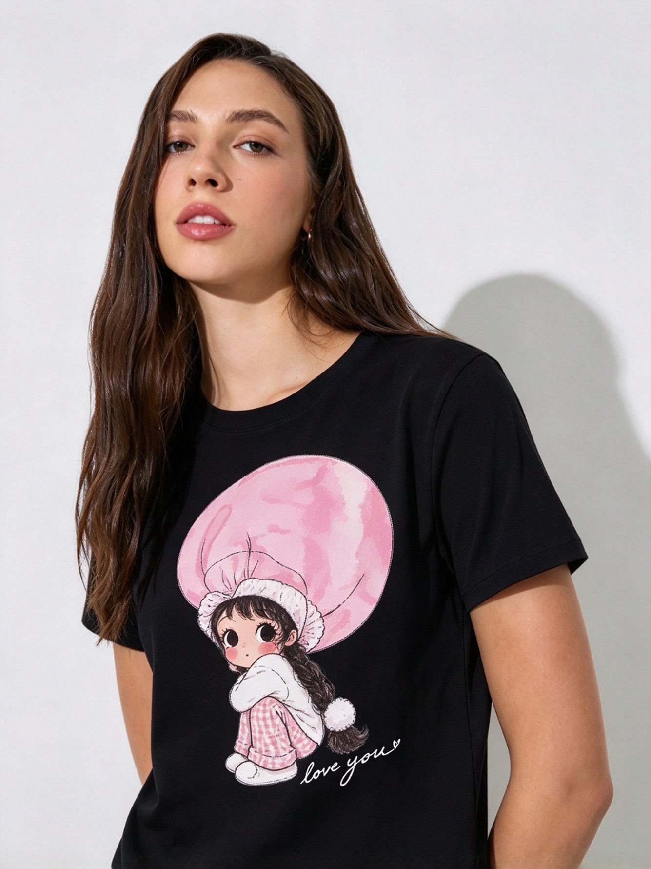 Black Printed Round Neck Regular T-Shirt