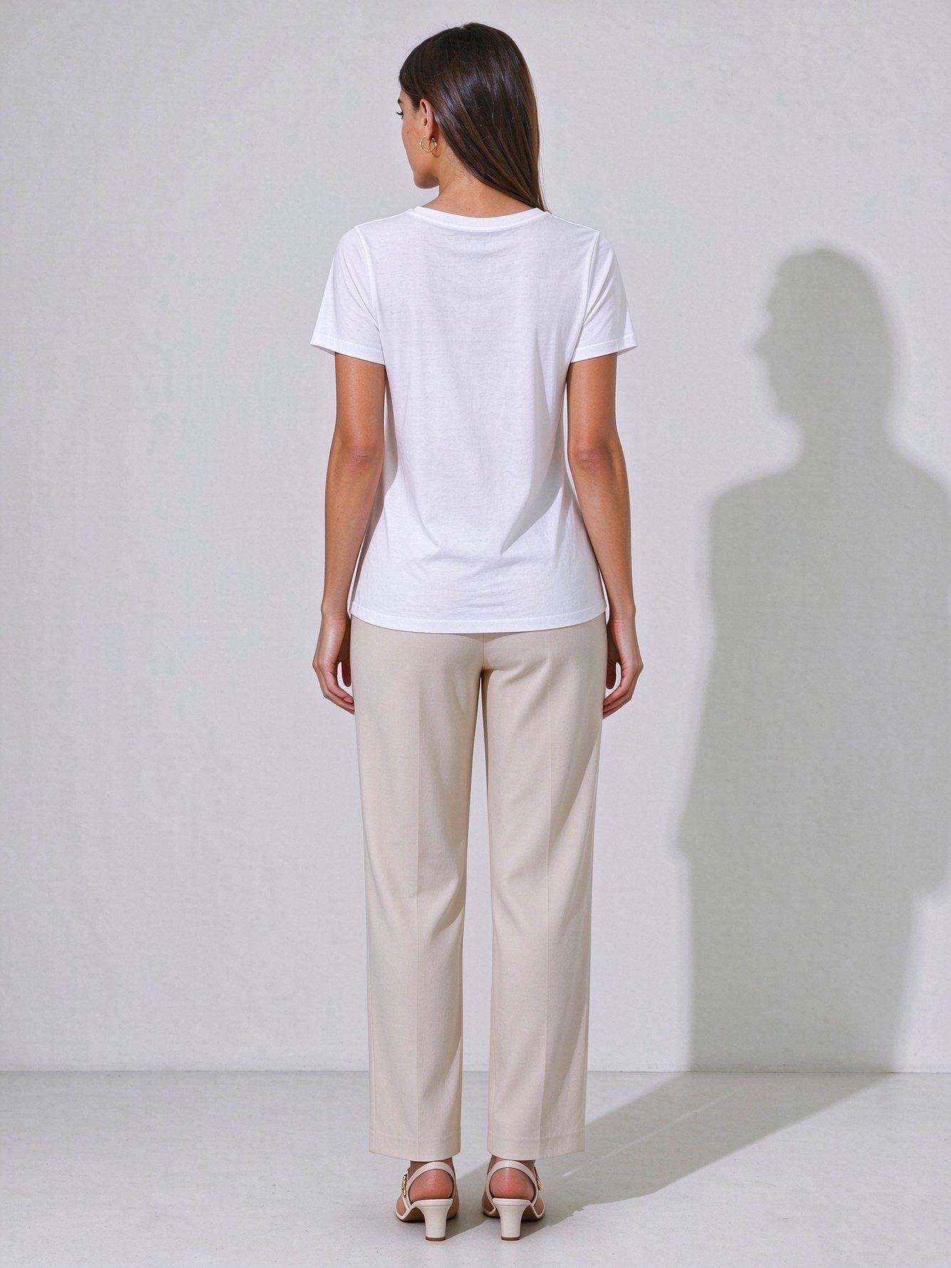 White Printed Round Neck Regular T-Shirt