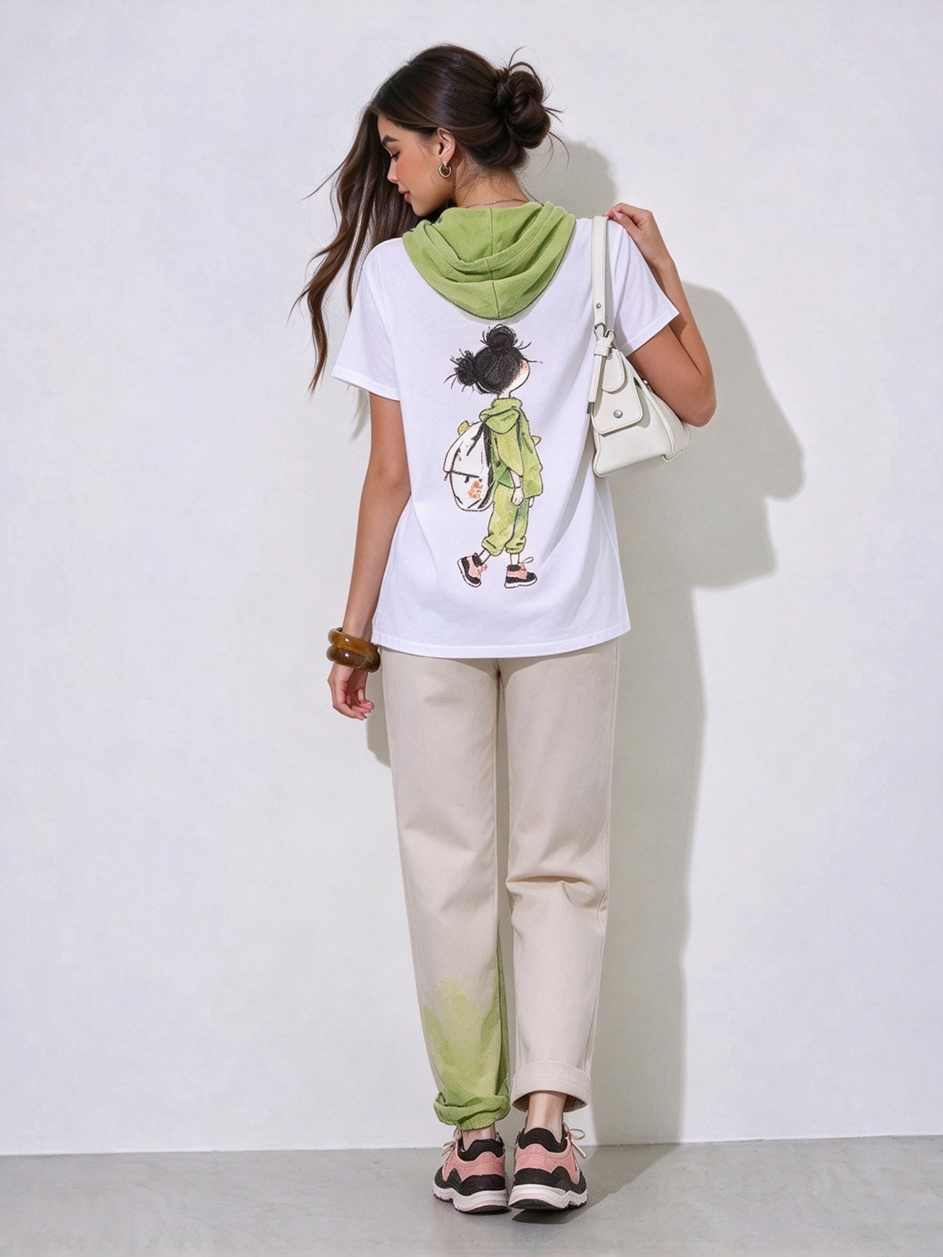 White Printed Round Neck Regular T-Shirt