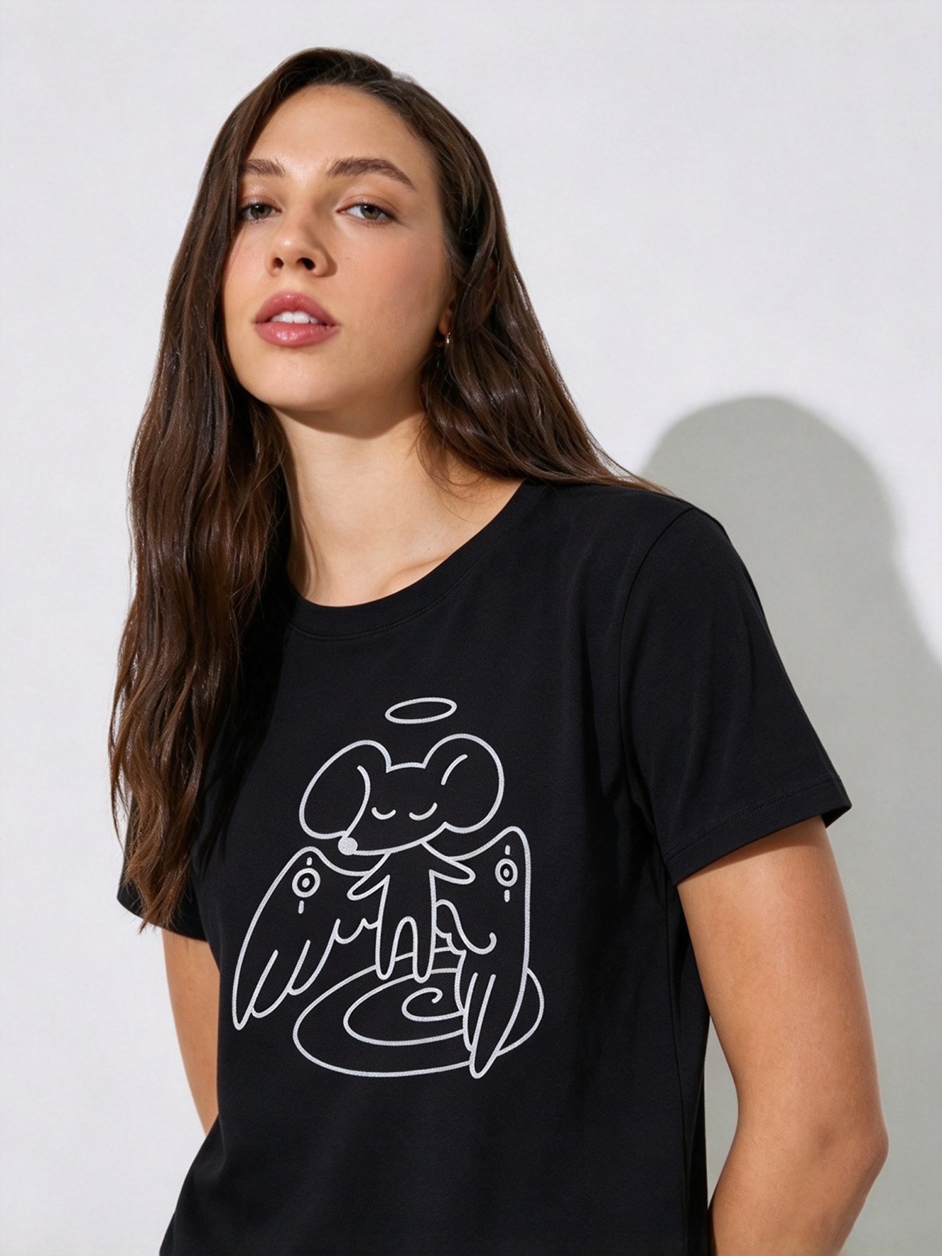 Black Printed Round Neck Regular T-Shirt