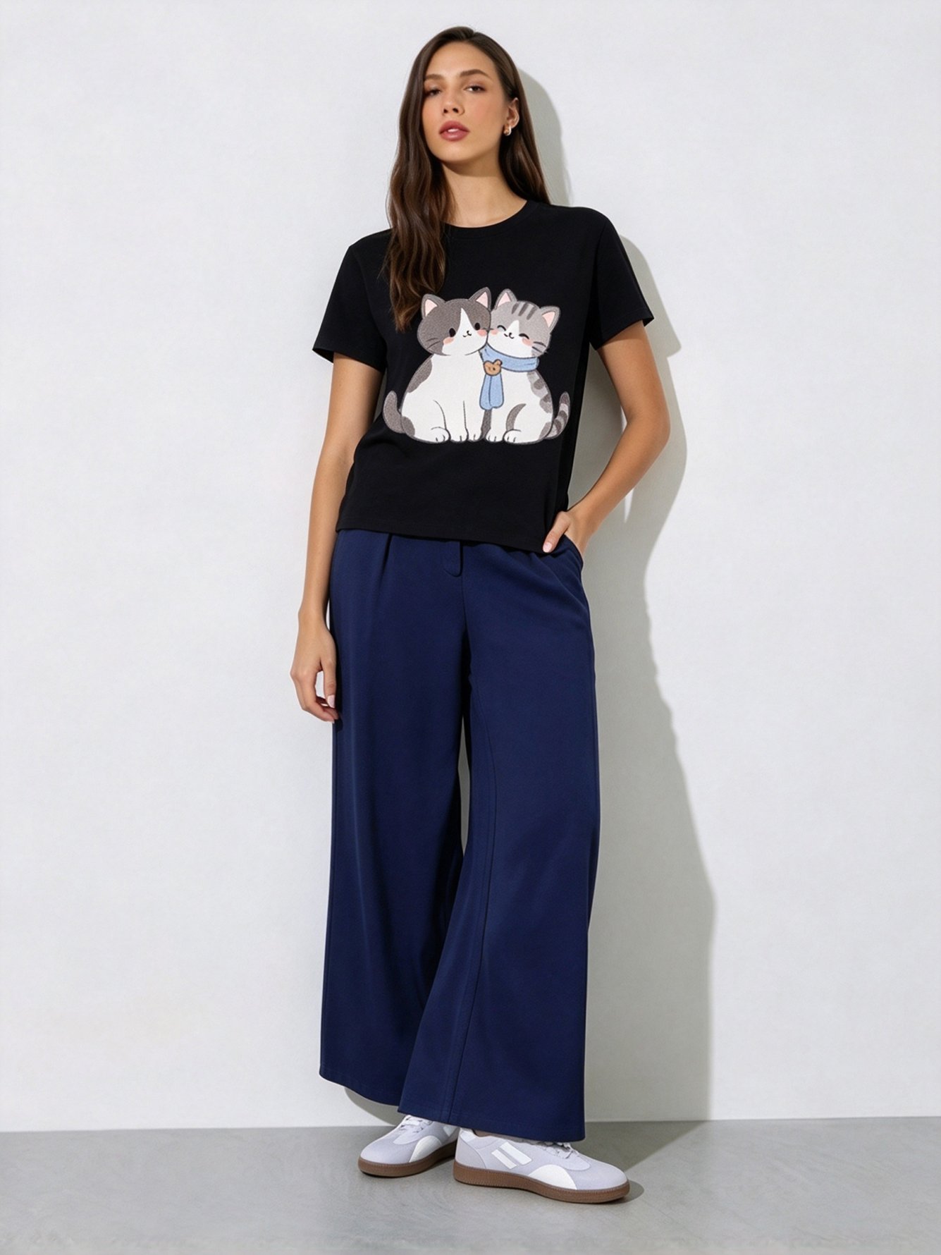 Black Printed Round Neck Regular T-Shirt