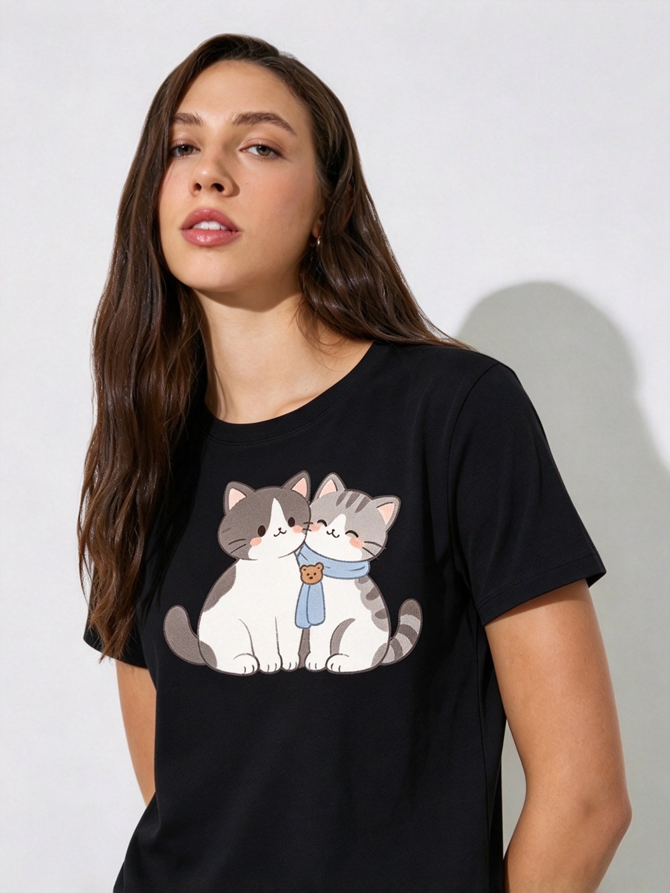 Black Printed Round Neck Regular T-Shirt