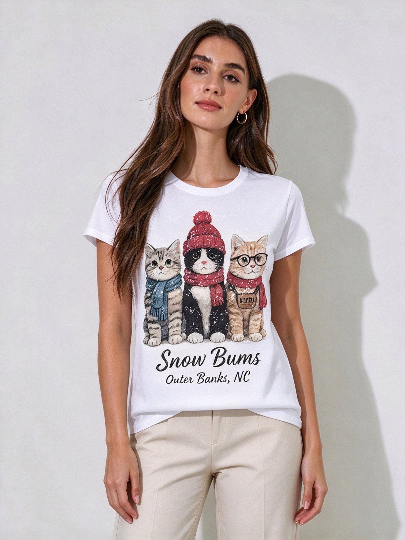 White Printed Round Neck Regular T-Shirt