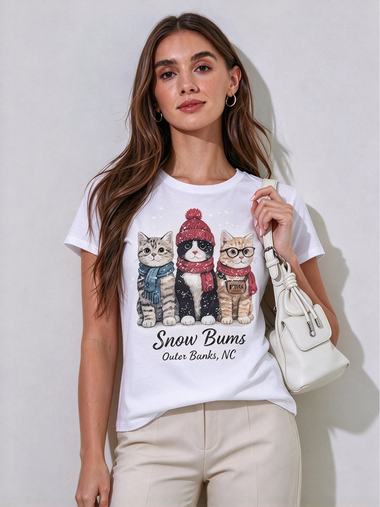 White Printed Round Neck Regular T-Shirt