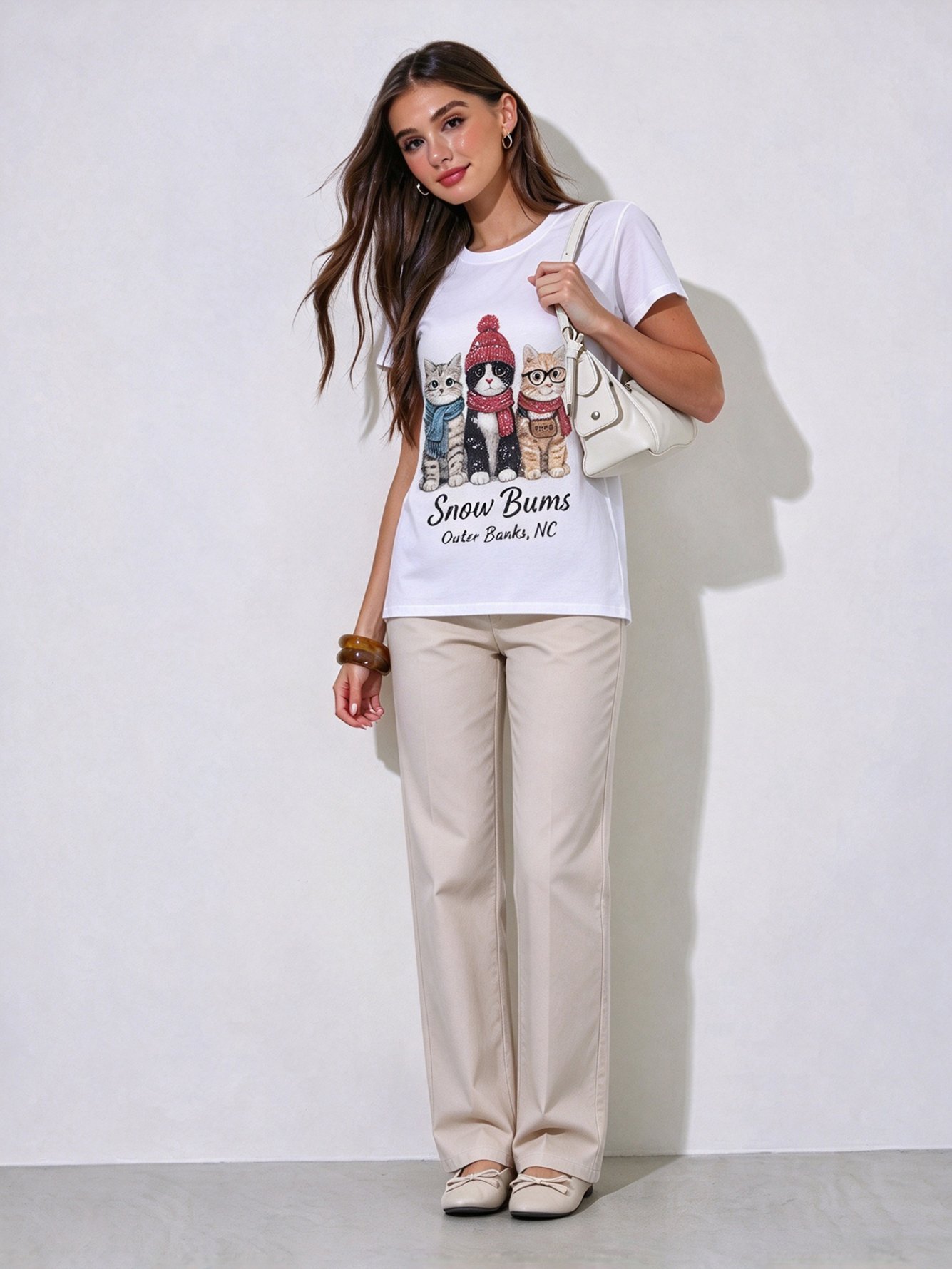 White Printed Round Neck Regular T-Shirt