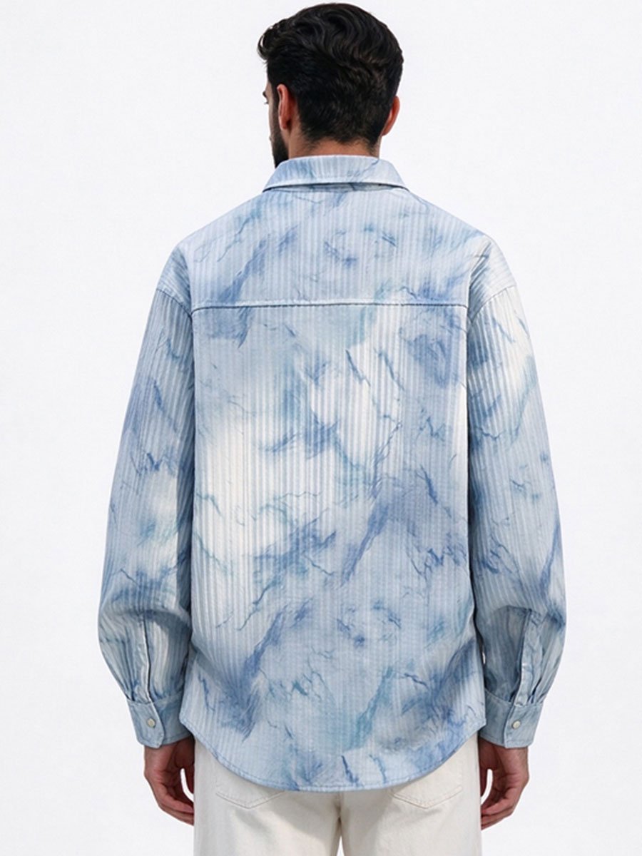 Blue Printed Long Sleeves Regular Shirt