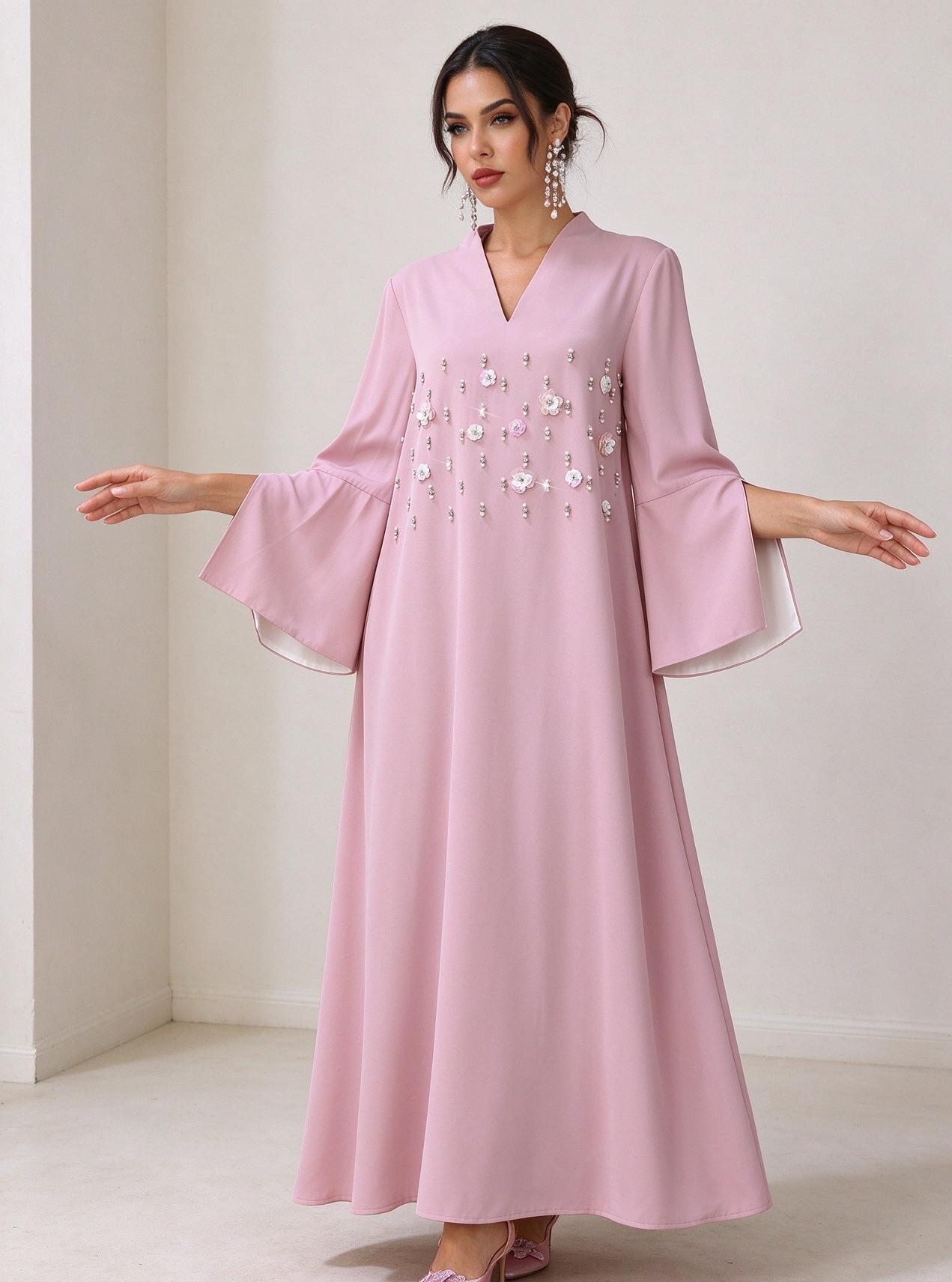 Pink Solid Jalabiya