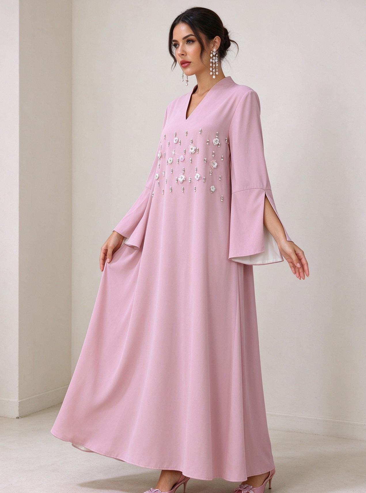 Pink Solid Jalabiya