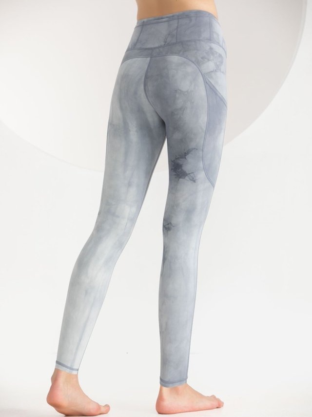 Grey Tie-Dye Look Activewear Leggings