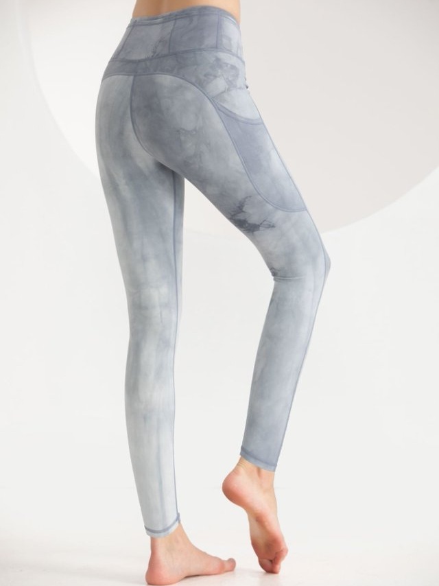 Grey Tie-Dye Look Activewear Leggings