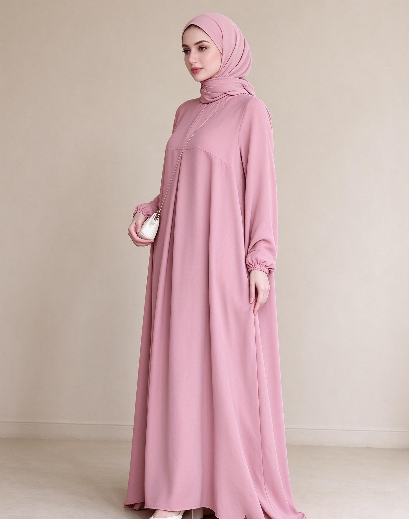 Pink Solid Jalabiya