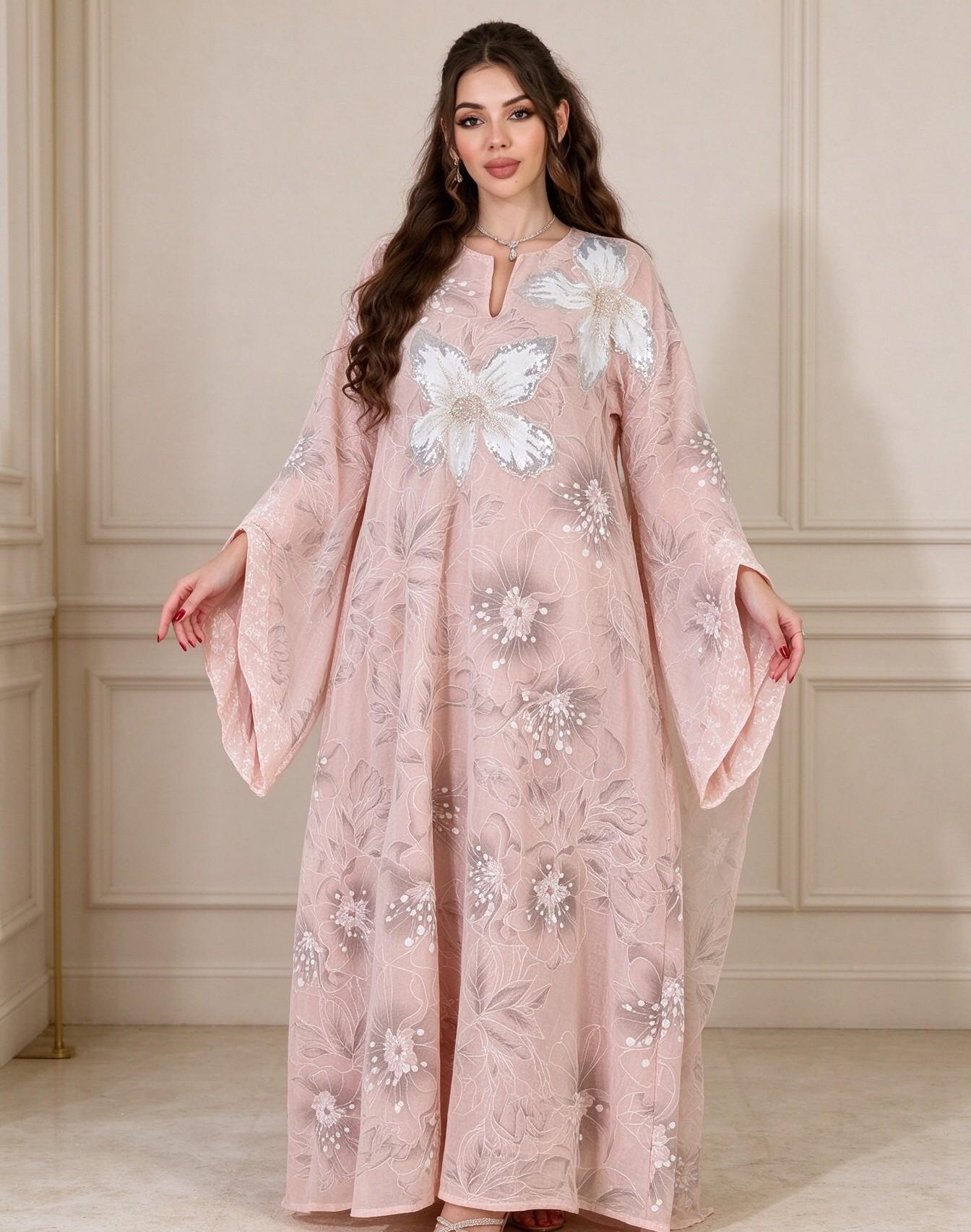 Pink Printed Kaftan