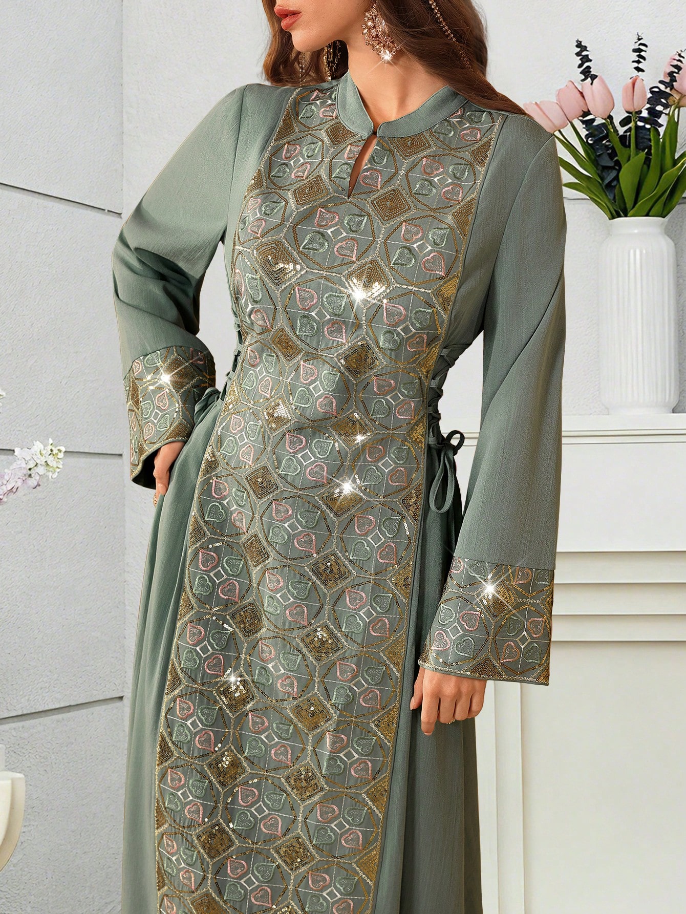 Green Embroidered Jalabiya