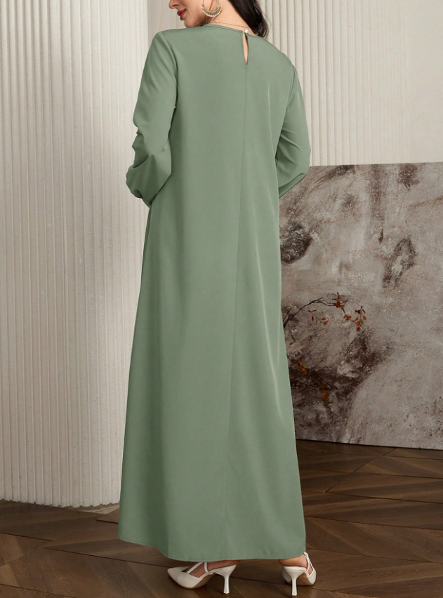 Sage Green Jalabiya with Pearl Embellishments