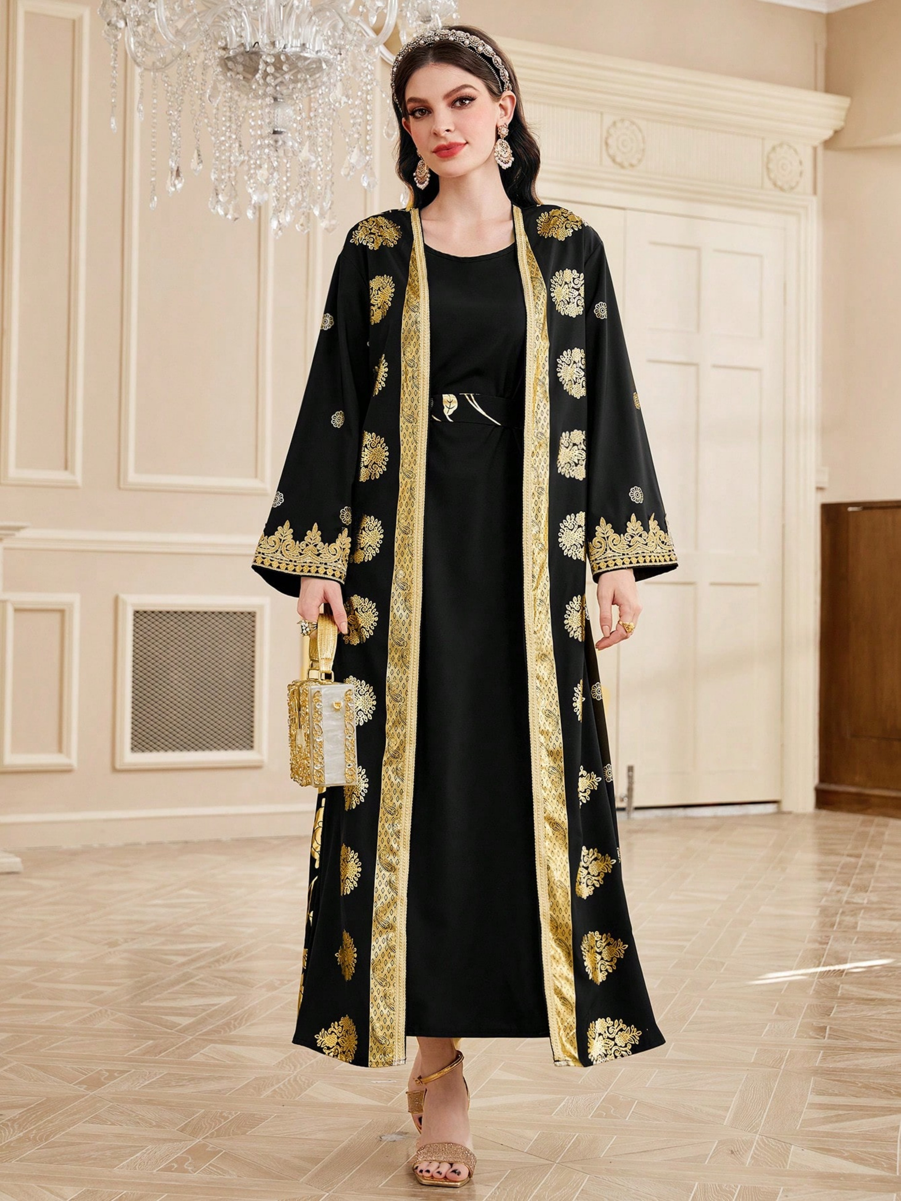 Black Solid Abaya Set