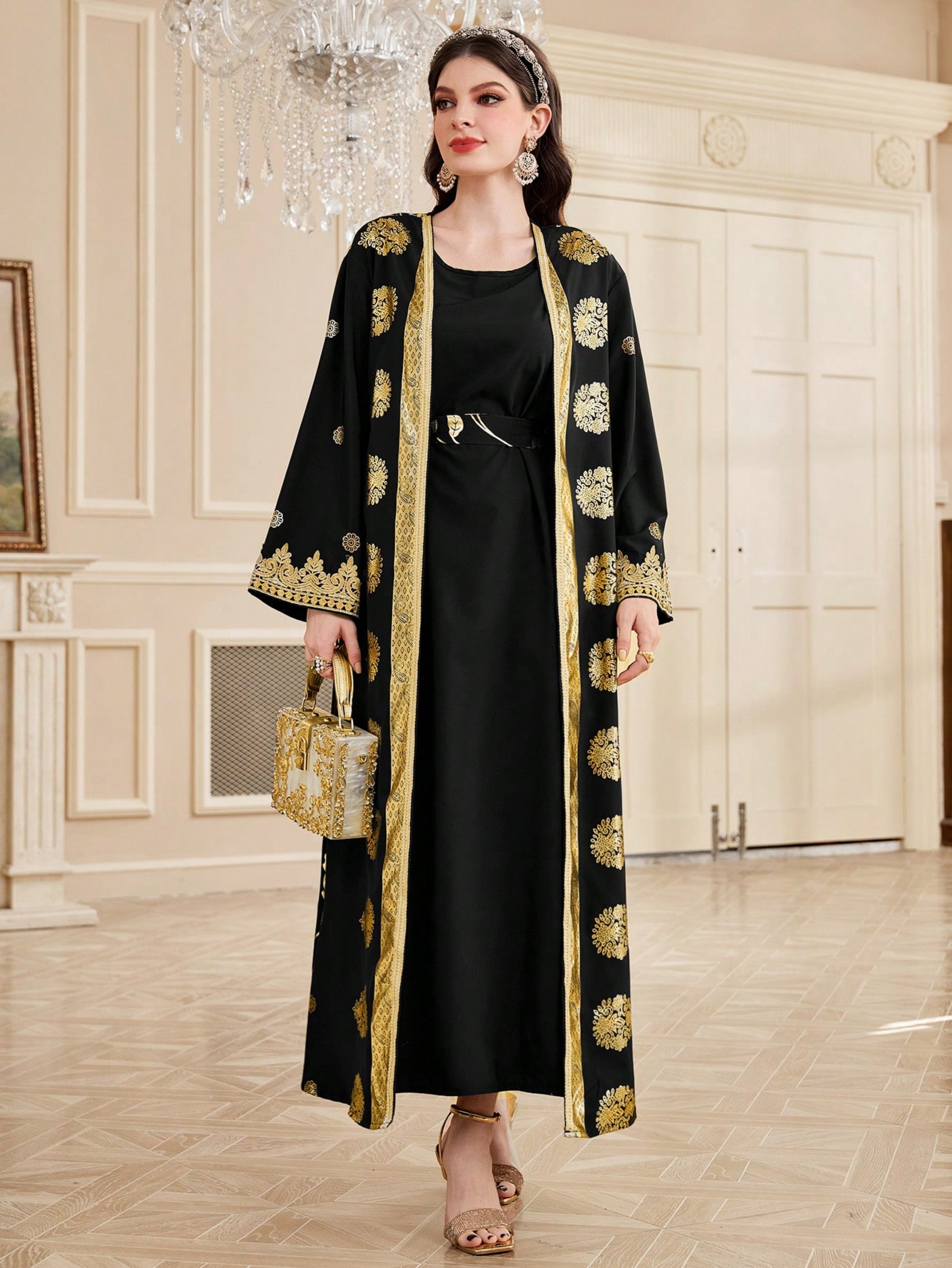 Black Solid Abaya Set