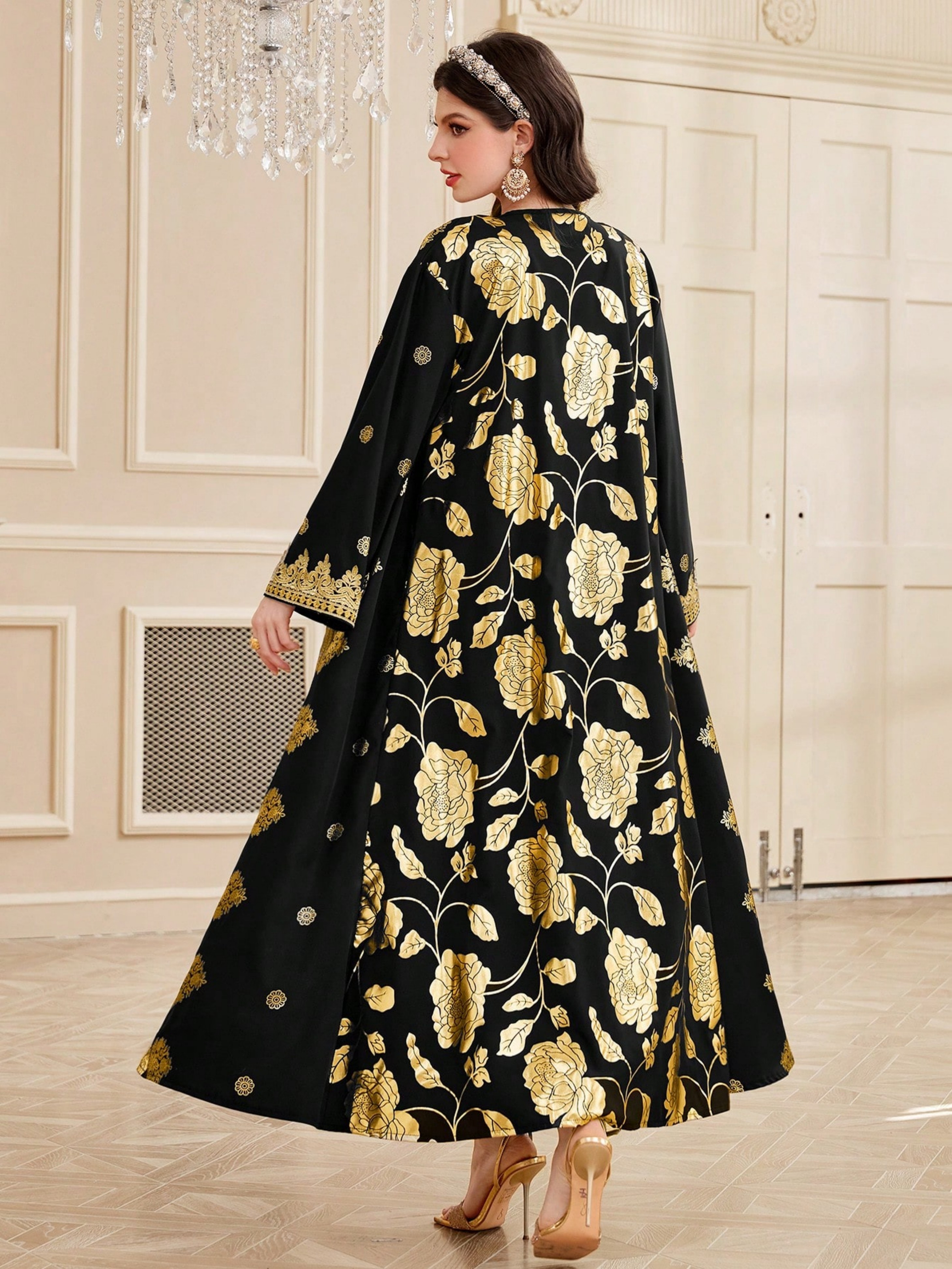 Black Solid Abaya Set