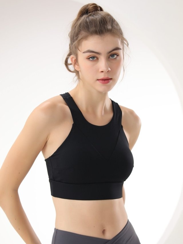 Black Athletic Sports Bra Top