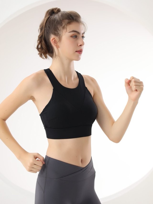 Black Athletic Sports Bra Top