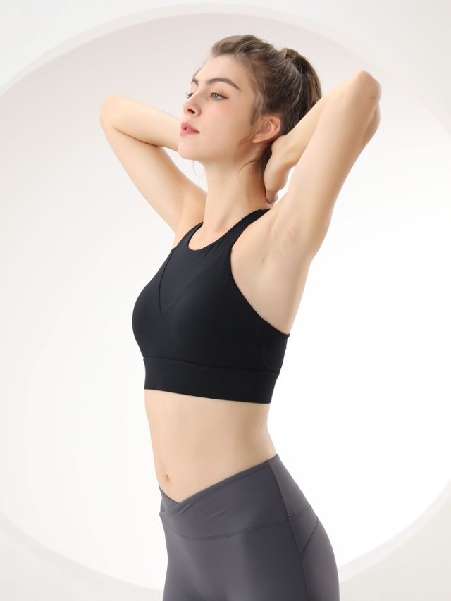 Black Athletic Sports Bra Top