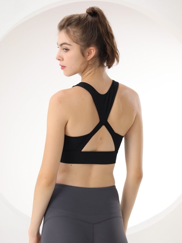 Black Athletic Sports Bra Top