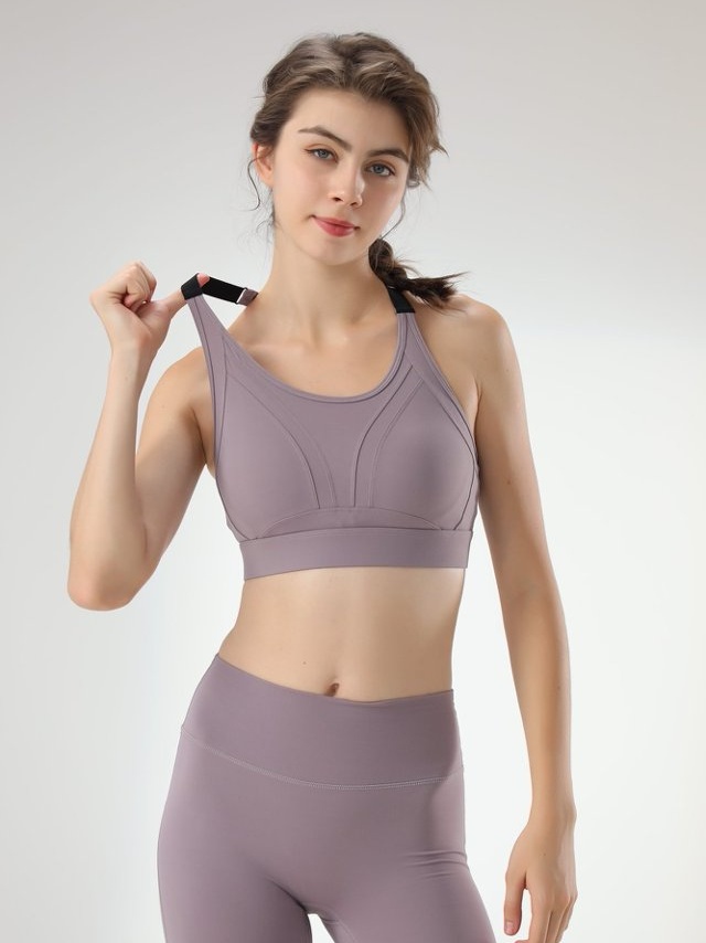 Purple Solid Activewear Sports Bra