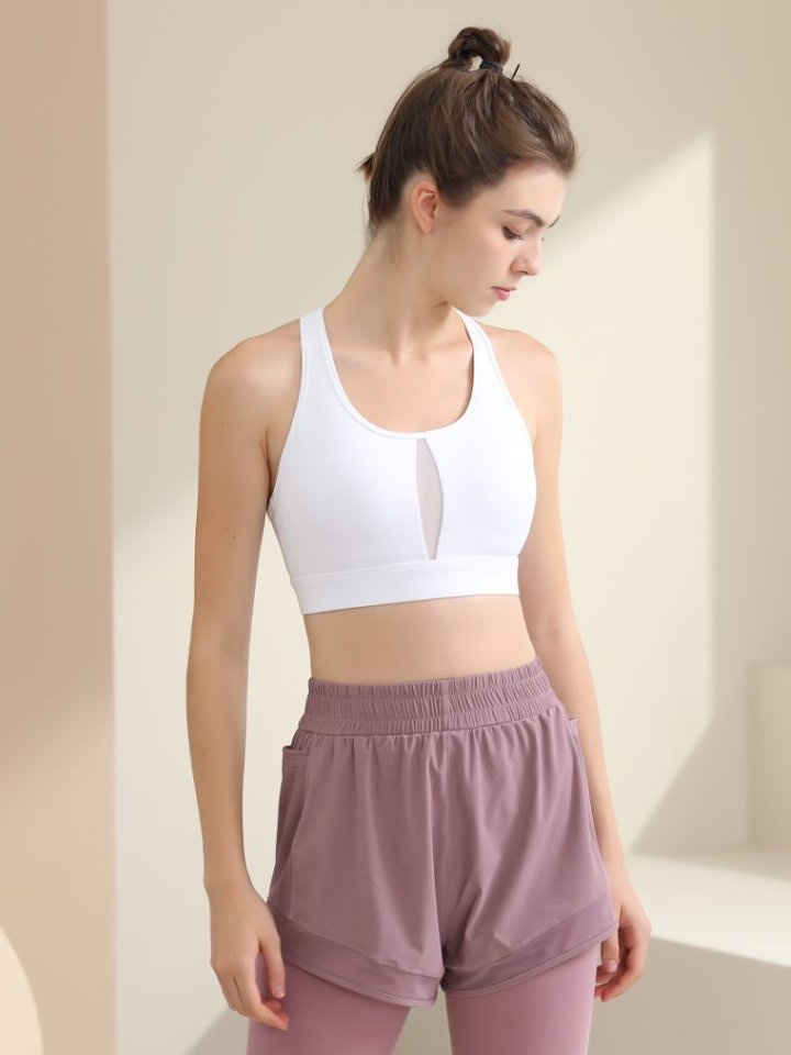 White Solid Activewear Sports Bra