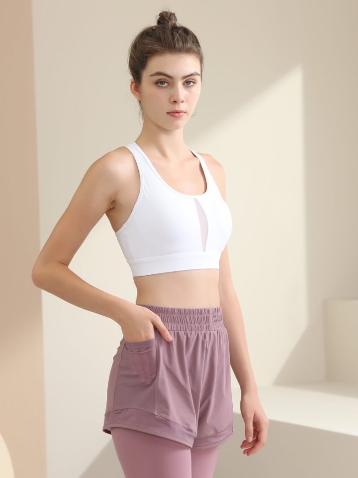 White Solid Activewear Sports Bra