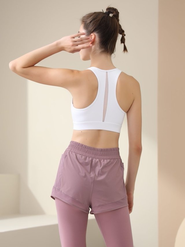 White Solid Activewear Sports Bra