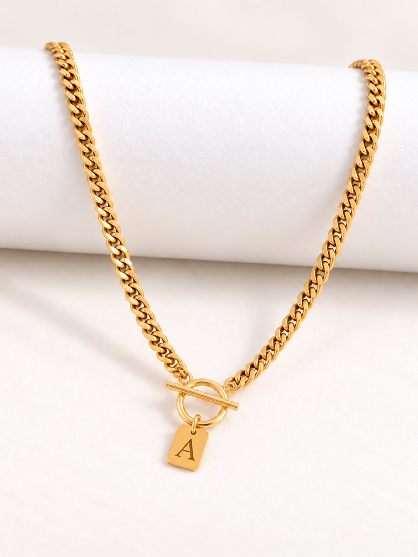 Gold Solid Pendant Necklace