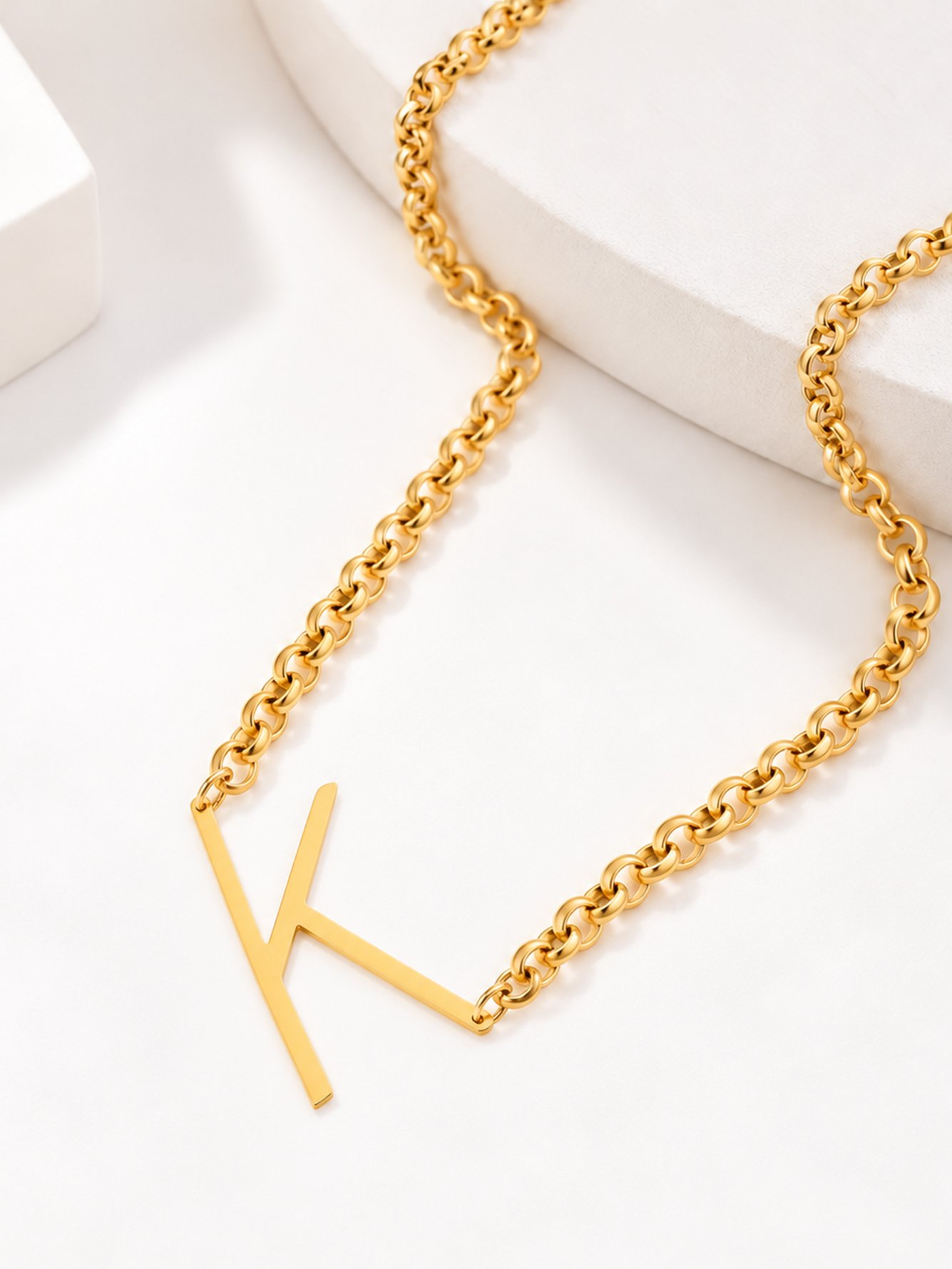 Gold Solid Pendant Necklace