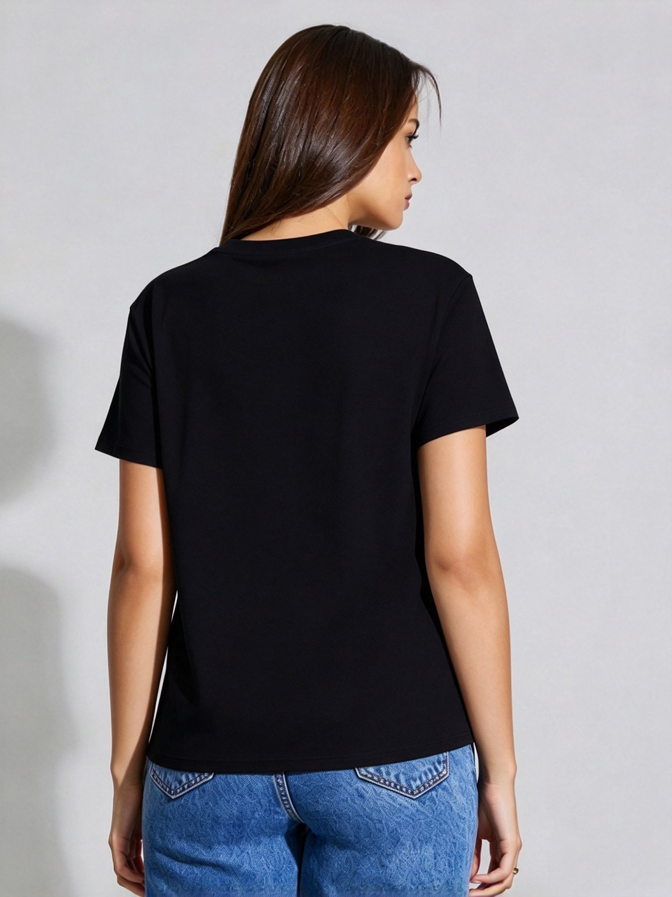 Black Printed Round Neck Regular T-Shirt