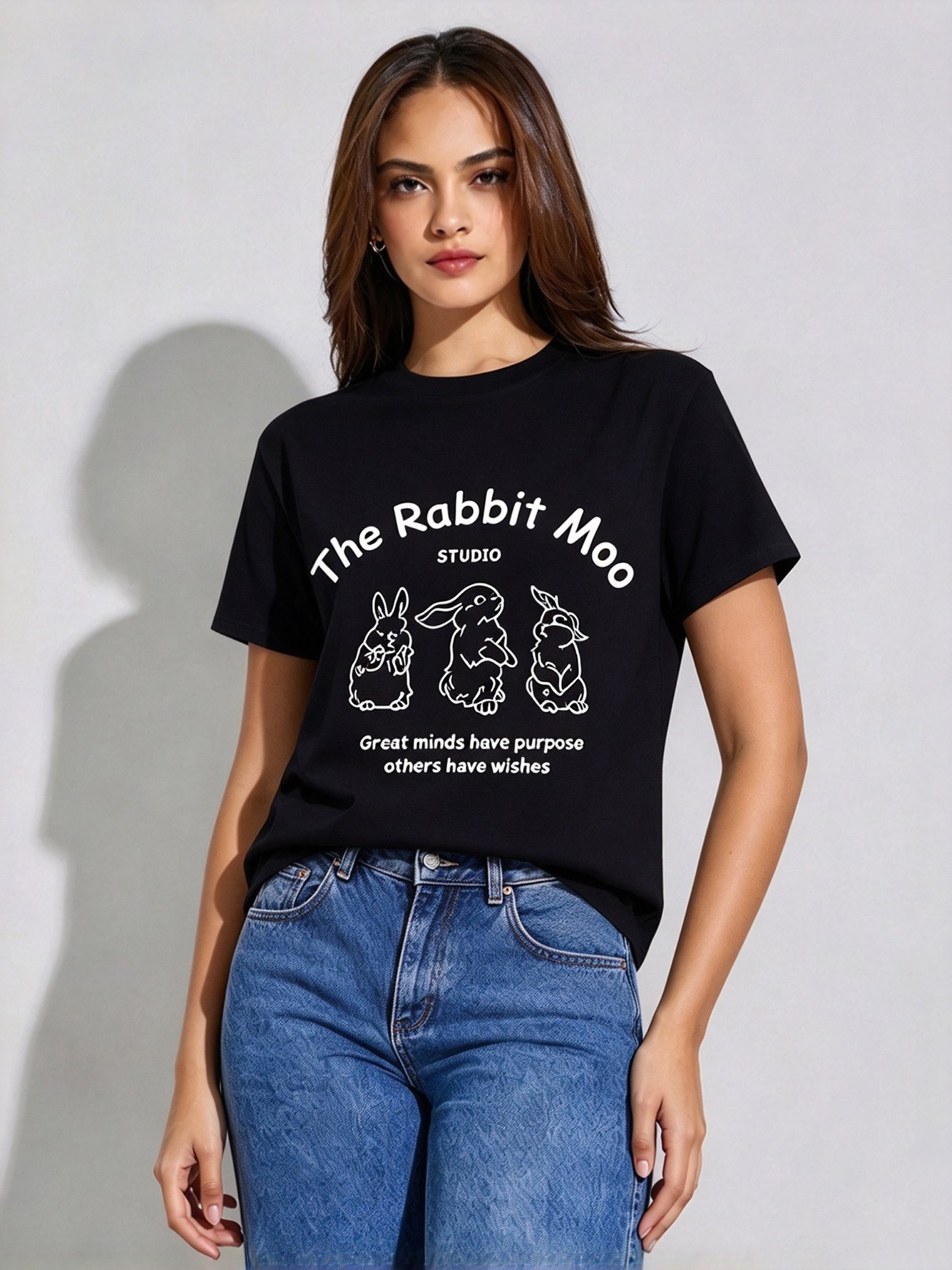 Black Printed Round Neck Regular T-Shirt