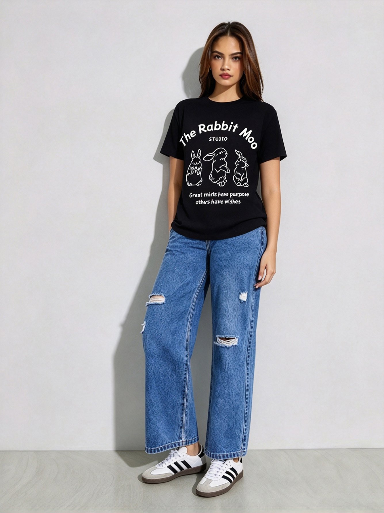 Black Printed Round Neck Regular T-Shirt