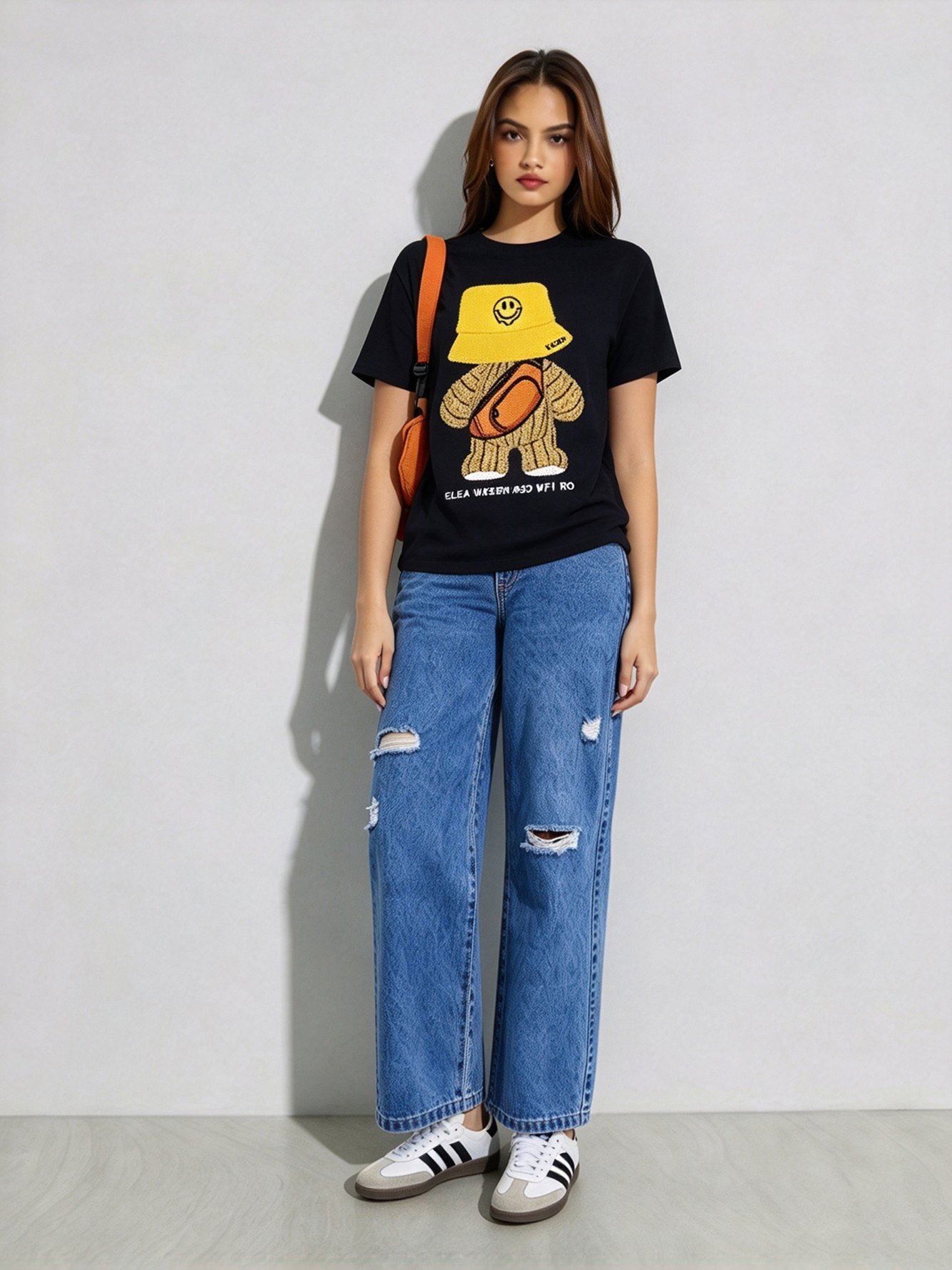 Black Printed Round Neck Regular T-Shirt