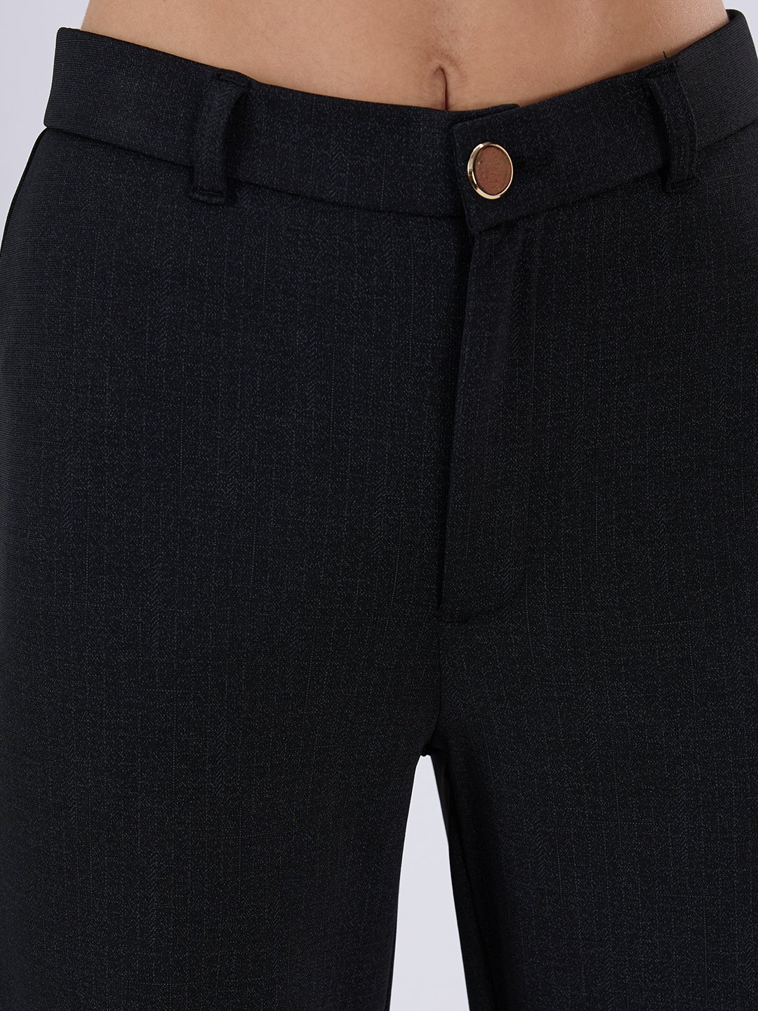 Black Solid Regular Trousers
