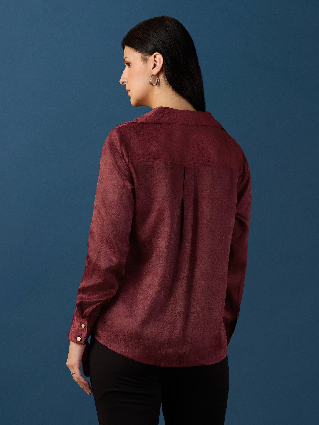 Maroon Solid Long Sleeves Regular Shirt