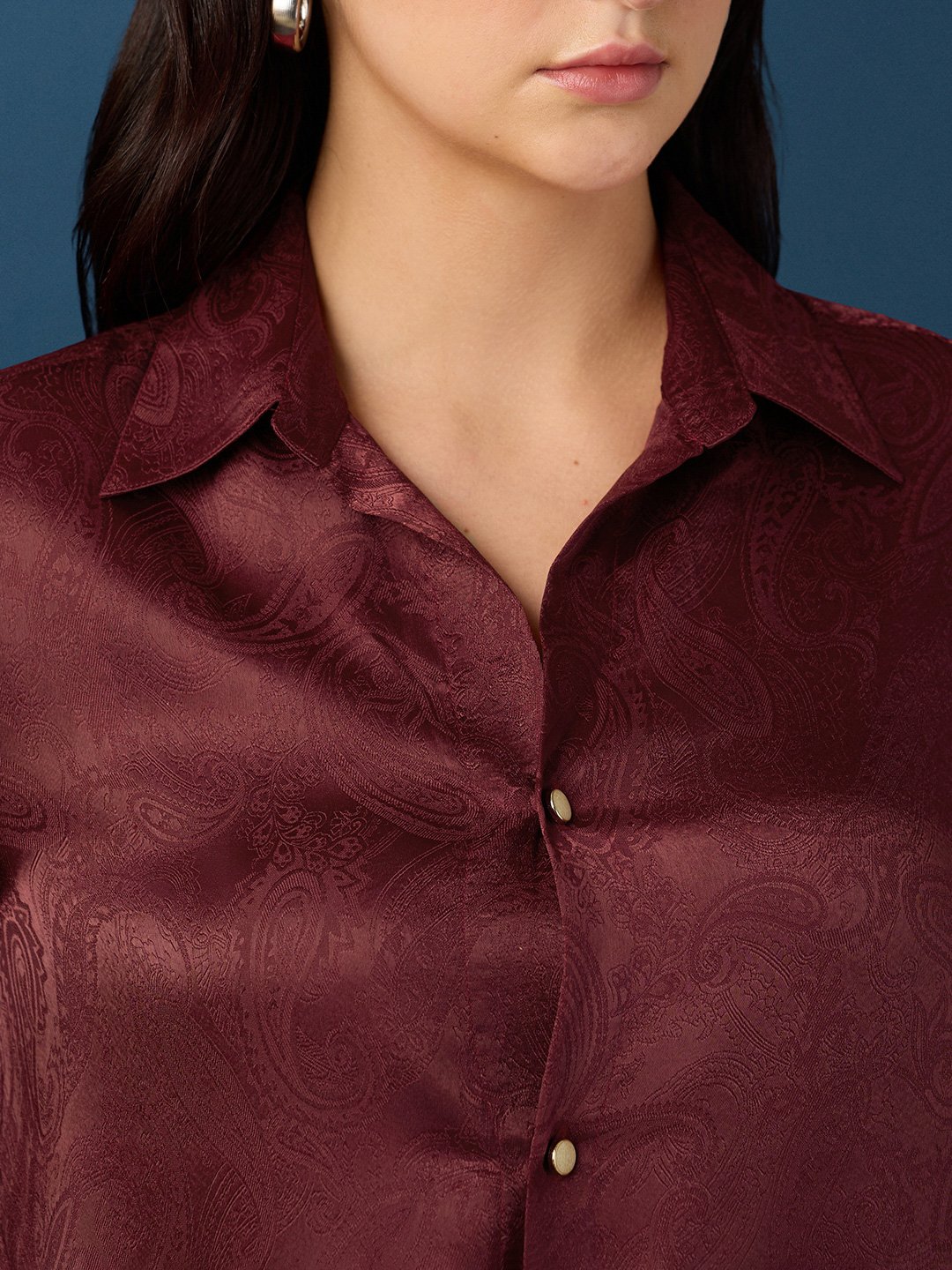 Maroon Solid Long Sleeves Regular Shirt